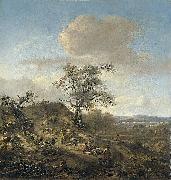 Jan Wijnants Landscape with a hunter and other figures. oil painting on canvas